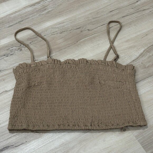 womens abercrombie and fitch Croptop Brown Tan Large L Scrunch - Picture 1 of 6
